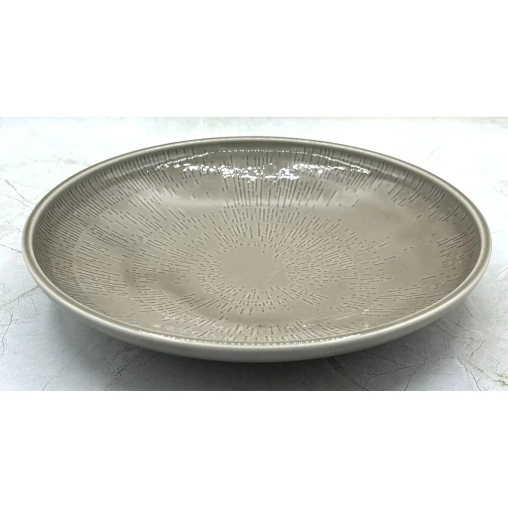 Schönwald Germany 620 Porcelain Plate Set of 4 Radial Pattern Gray‎ Frost Shiro